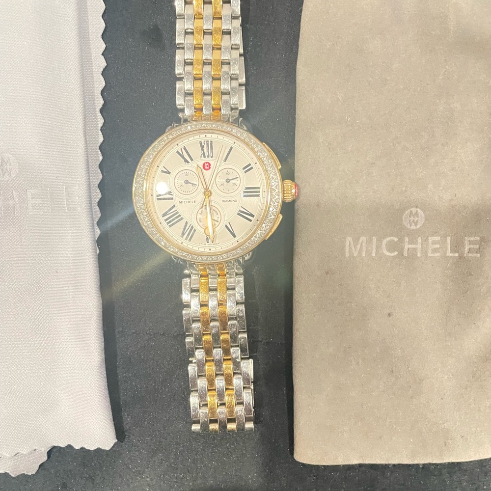 Michele diamond watch two tone